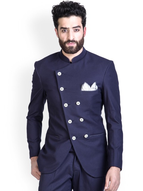 

MR BUTTON Men Blue Slim Fit Blazer