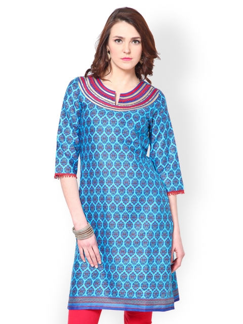 

Magnetic Designs Women Blue Printed Kurta