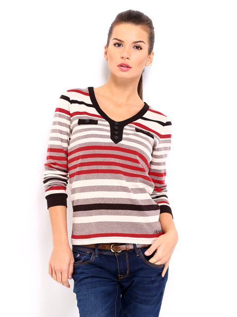 

Maine by Debenhams Women Brown Striped Top
