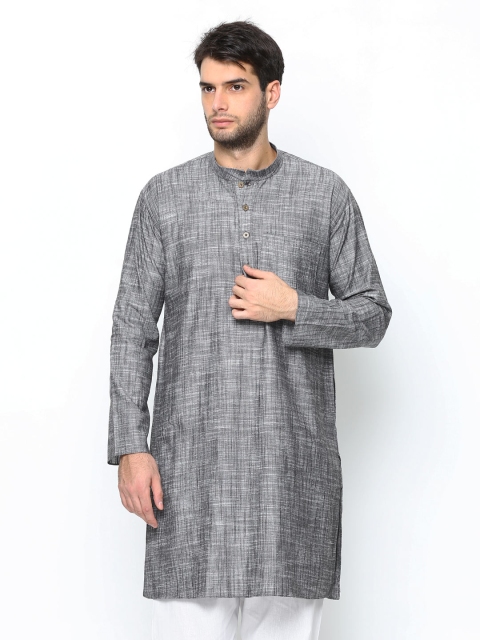 

Manyavar Men Grey Jacquard Straight Kurta