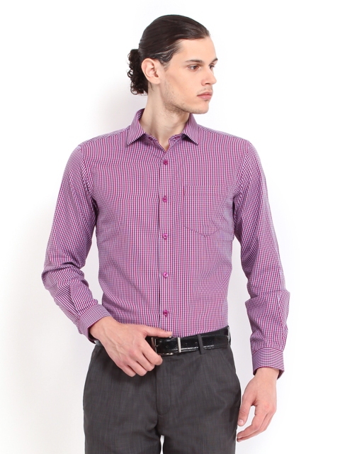 

Mark Taylor Men Magenta & Blue Checked Slim Fit Formal Shirt