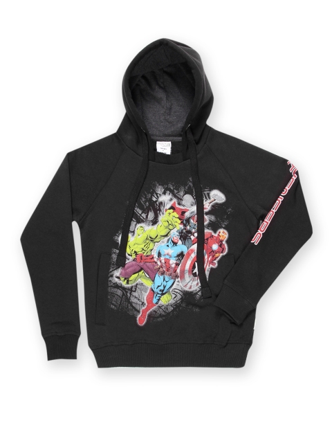 

Marvel by Kids Ville Boys Black Printed Hooded Sweatshirt
