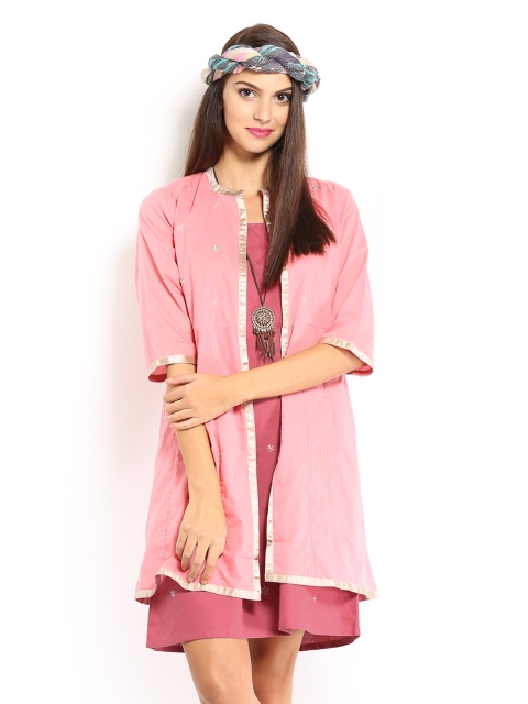 

Mirage Pink Embroidered A-Line Dress with Jacket