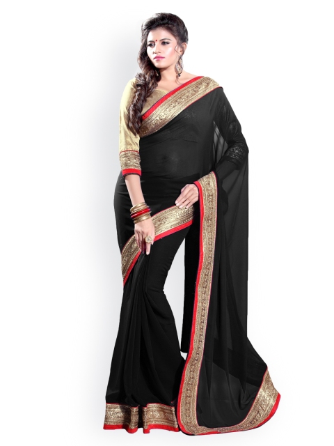 

Mirchi Fashion Black Georgette Fashion Saree
