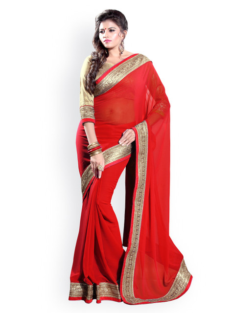 

Mirchi Fashion Red Georgette Fashion Saree