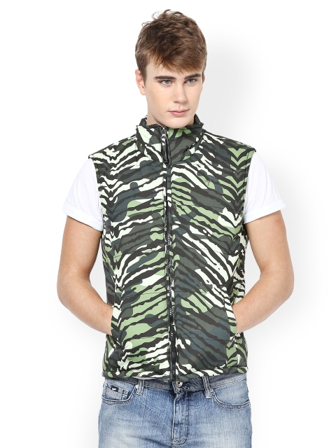 Monteil & Munero Men Green Printed Jacket available at myntra for Rs.762