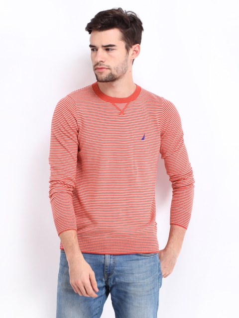 

Nautica Men Red & White Striped Sweater