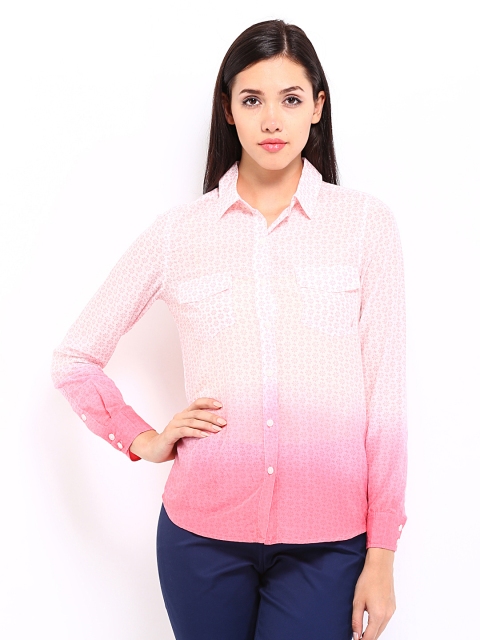 

Nautica Women Pink Printed Ombre Dyed Shirt