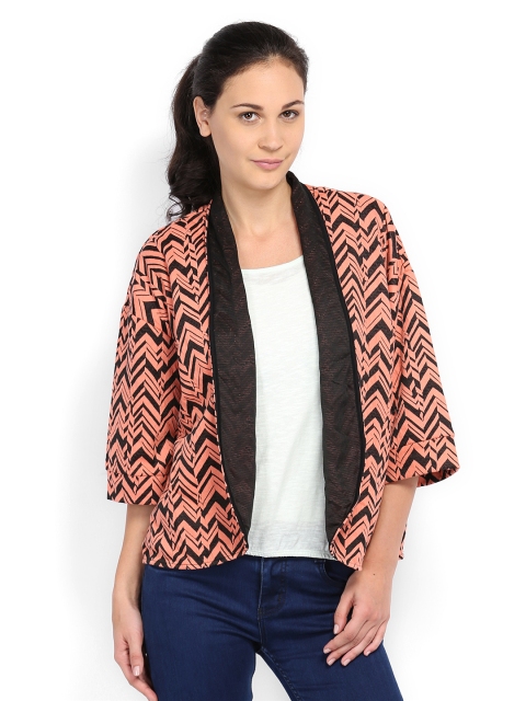 

ONLY Peach-Coloured & Black Shrug