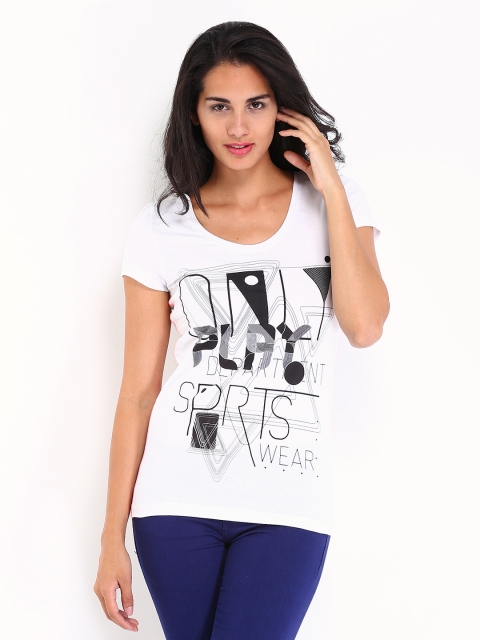 

ONLY Women White Play Printed T-shirt