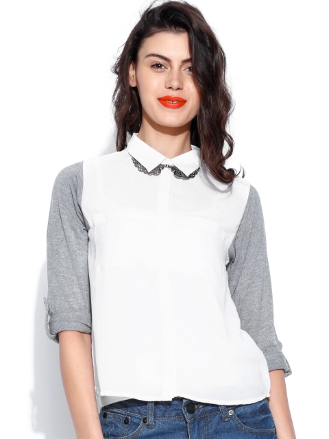 

ONLY White & Grey Shirt