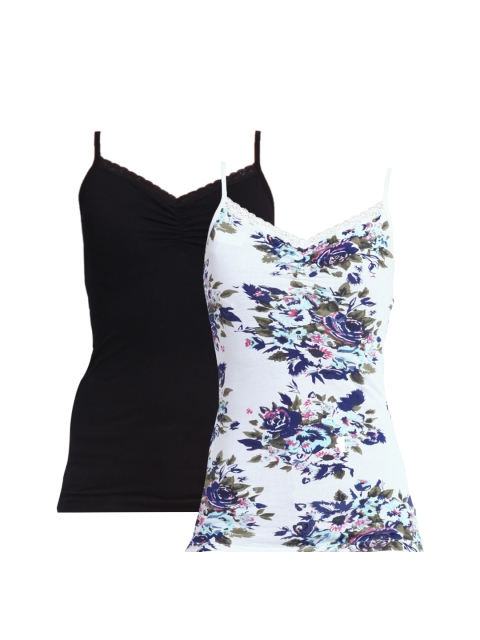 

ONLY Women Black & White Dora Pack of 2 Spaghetti Tops