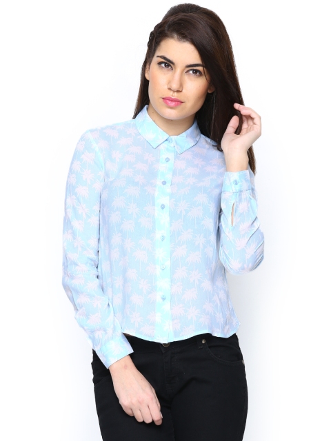 

ONLY Women Blue & White Printed Shirt