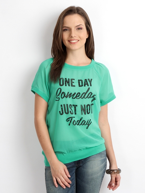 

ONLY Women Green Printed Sheer Top