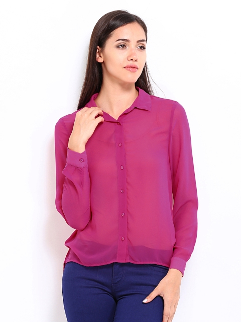 

ONLY Women Pink Sheer Shirt