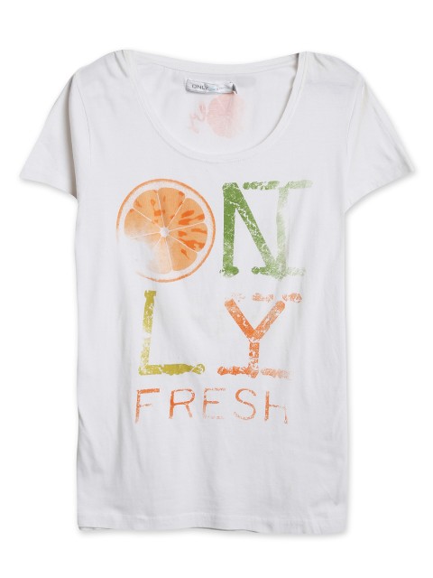 

ONLY Women White Printed T-shirt