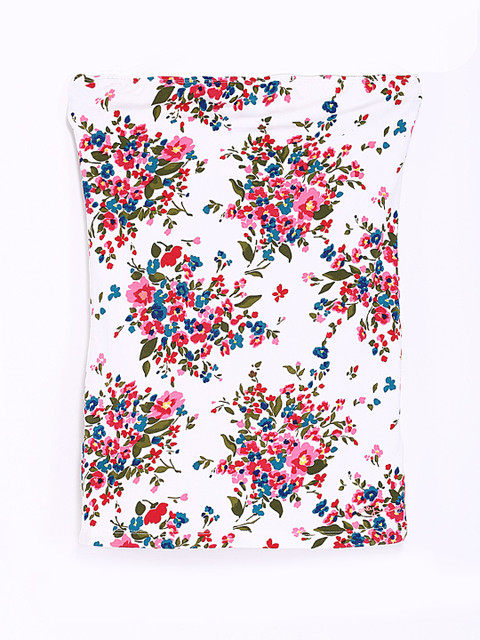 

ONLY Women White Floral Print Tube Top