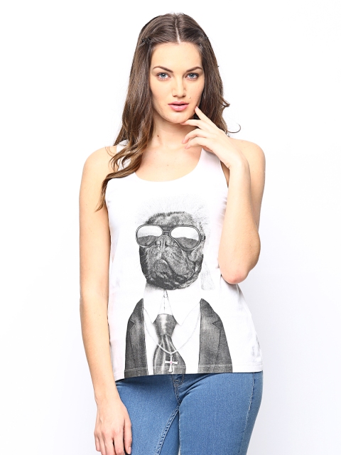 

ONLY Women White Printed Tank Top