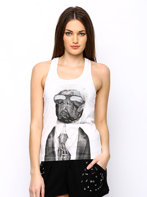 

ONLY Women White Printed Tank Top