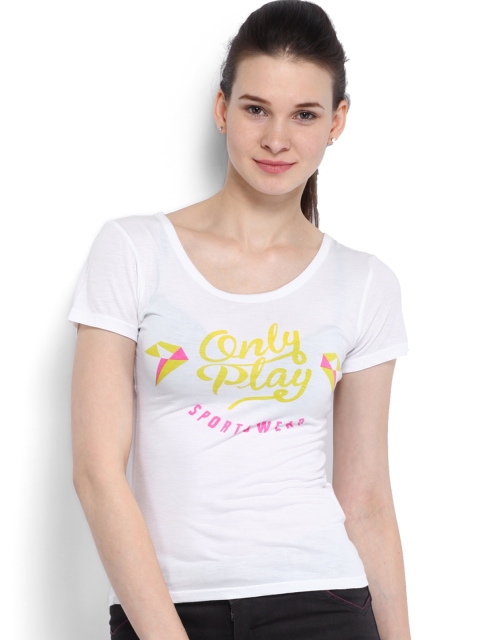 

ONLY Women White Printed T-shirt