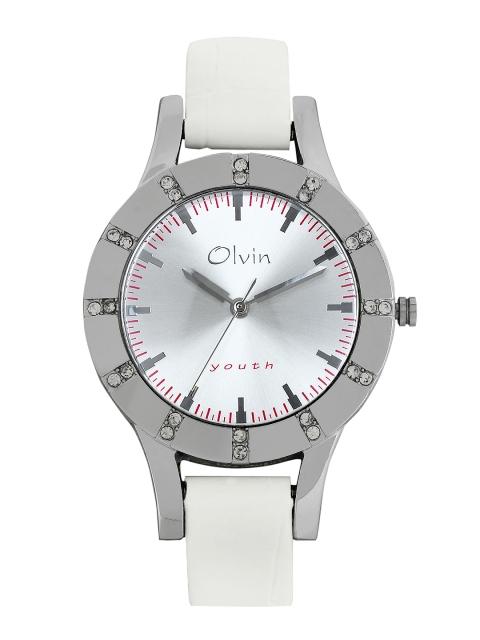 

Olvin Women Silver Toned Dial Watch 1695