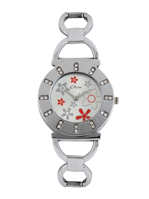 

Olvin Women Silver Toned Dial Watch