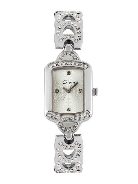 

Olvin Women Silver-Toned Dial Watch 16104 SM01