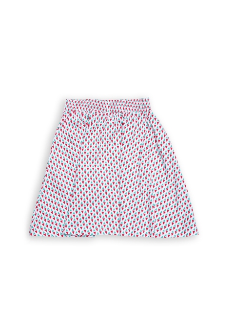 

Gini and Jony by Gini and Jony Girls White Printed Flared Skirt