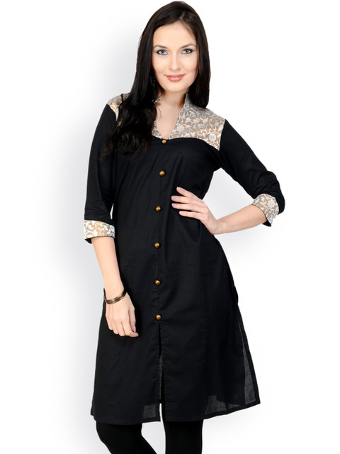 

Pannkh Women Black Kurta