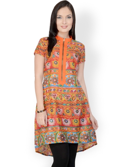 

Pannkh Women Orange Printed Kurta