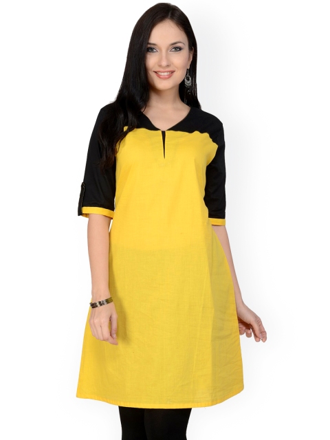 

Pannkh Women Yellow & Black Kurta