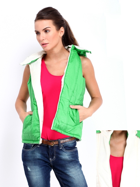 

People Women Off-White & Green Reversible Jacket