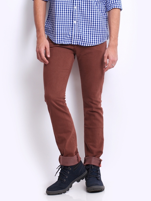 

Pepe Jeans Men Rust Brown Hounds Vapour Skinny Fit Jeans