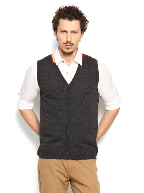 

Peter England Grey Sleeveless Cardigan