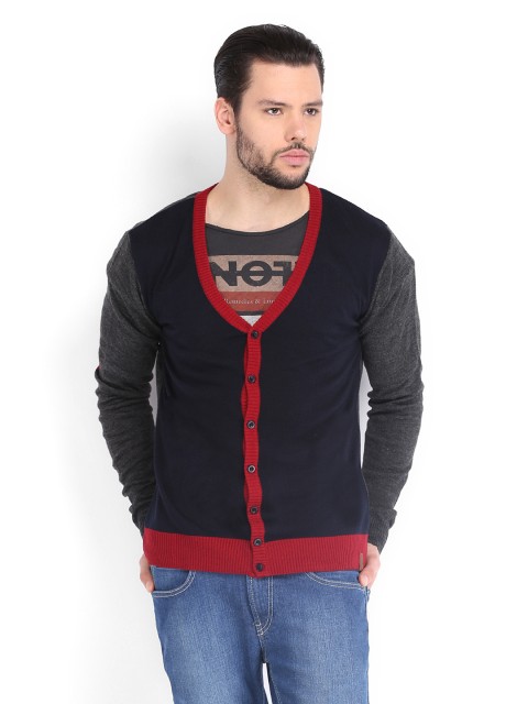 

Peter England Men Navy & Grey Cardigan, Navy blue
