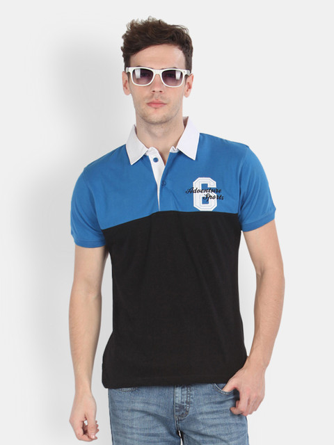 

Platinum League Men Blue & Black Polo T-shirt