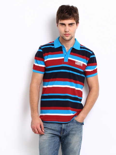 

Puma Men Blue & Red Striped Pique Polo T-shirt
