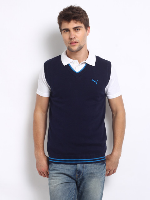 

Puma Men Navy Sleeveless Sweater, Navy blue