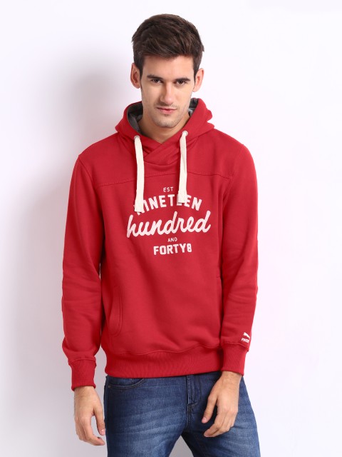 

Puma Men Red Printed Hooded Sweatshirt