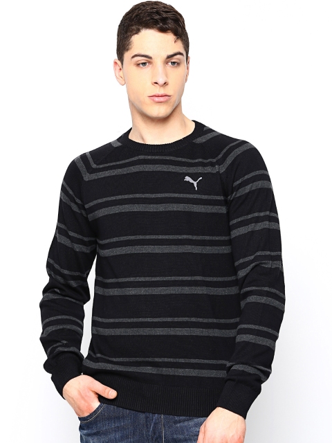 

Puma Men Black & Grey LS Striped Sweater