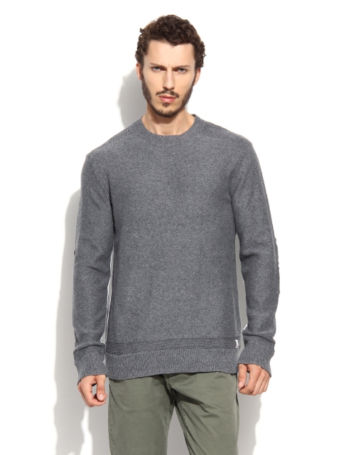 

Quiksilver Men Grey Wool Blend Knit Crew Sweater
