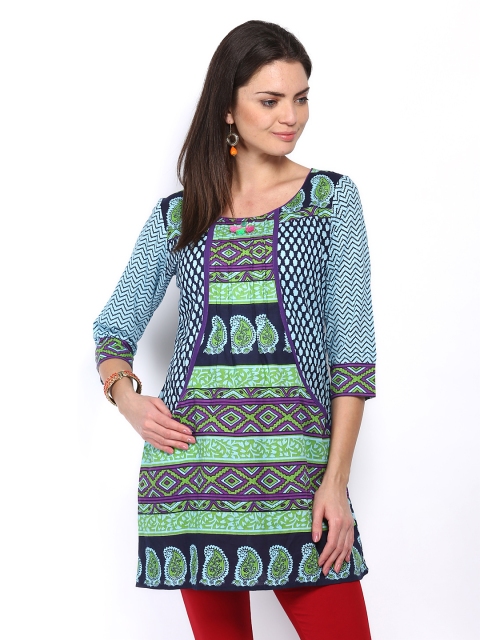 

Rain & Rainbow Blue Printed Kurta