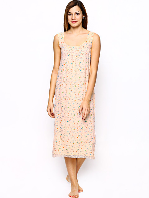 

Red Rose Peach Sweety Print Nightdress