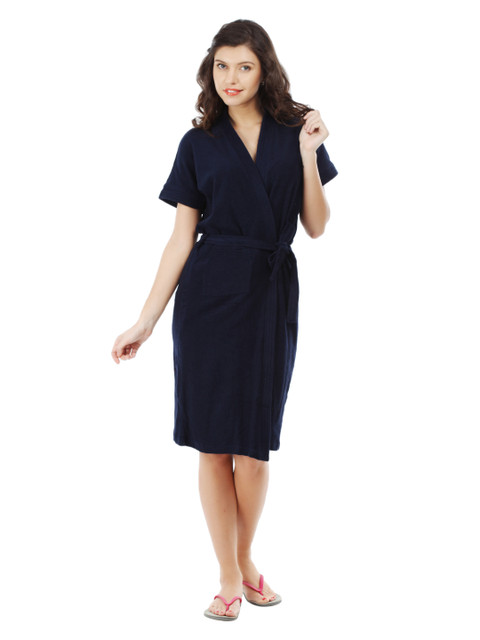 

Red Rose Women Navy Bath Robe, Navy blue