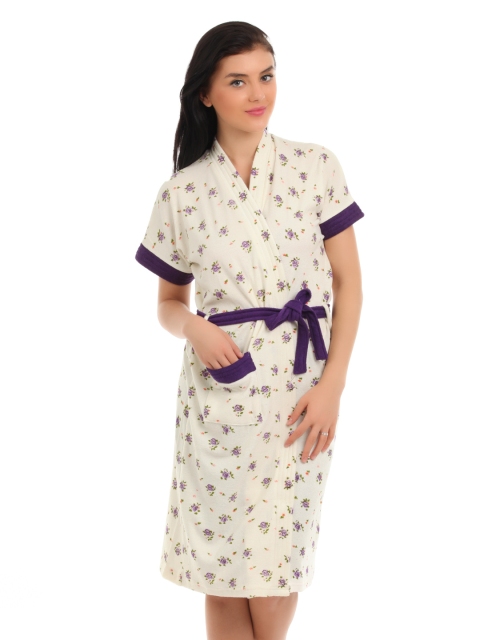 

Red Rose Women Cream and Purple Bath Robes, White