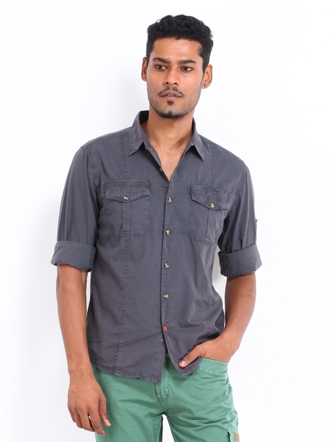 

Republic of Spiel Men Grey Slim Fit Casual Shirt