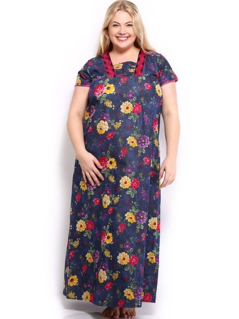 

SDL by Sweet Dreams Women Navy Printed Nightdress F-140710, Blue