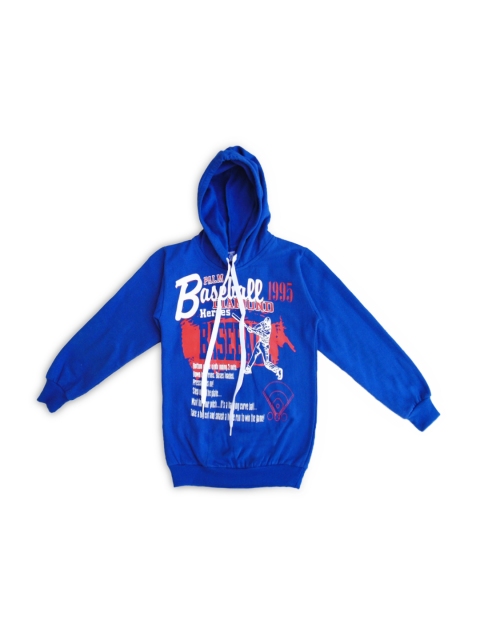 

SWEET ANGEL Boys Blue Printed Hooded Sweatshirt