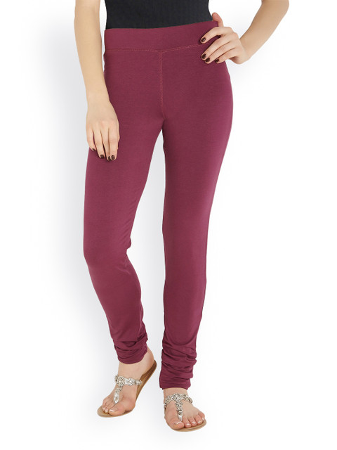 

Soch Women Burgundy Churidar Leggings