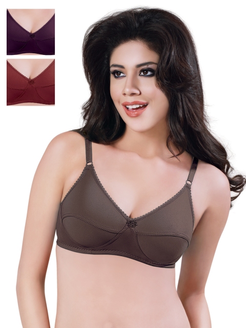 

Sonari Pack of 3 Full Coverage Bras, Coffee brown